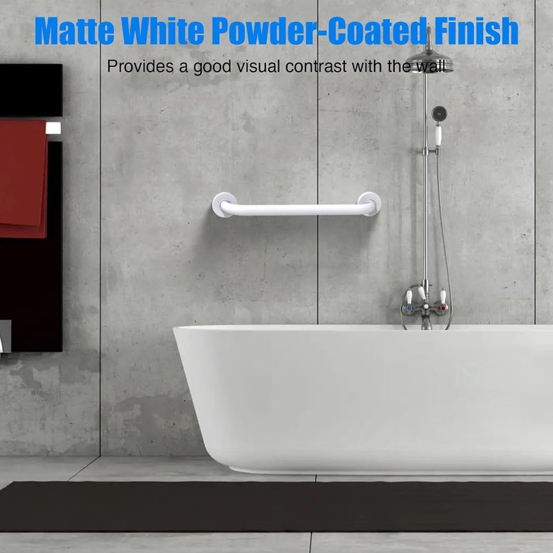 ROTHLEY 18 Inch Bathroom Safety Grab Bar: Matte White Shower Grab Bars with Concealed Screws for Elderly or Handicapped - Image 3